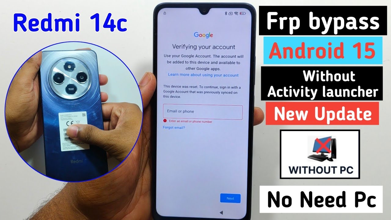 Redmi 14c FRP Bypass Android 15 || Hyper oS 2025 || Redmi Google Account Remove without PC 