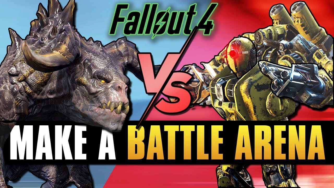 Fallout 4 - How To Build a Battle Arena | Automated Fights - Robot vs Creature vs Settler Pit Fights