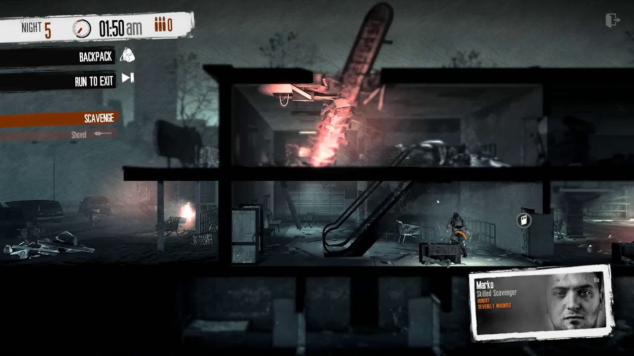 This War of Mine - Supermarket - How to kill Luba and two scavengers with the shovel