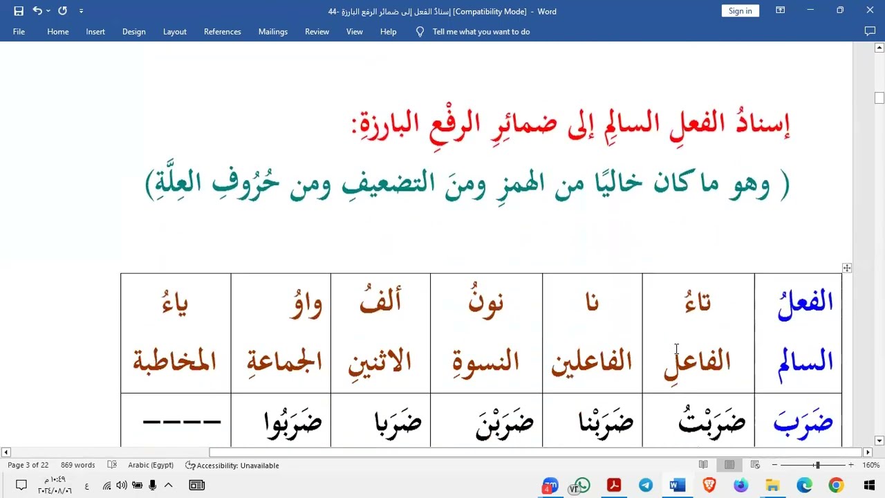 إسناد الفعل للضمائر المثال والمهموز والمثال والمضعف النحو الواضح