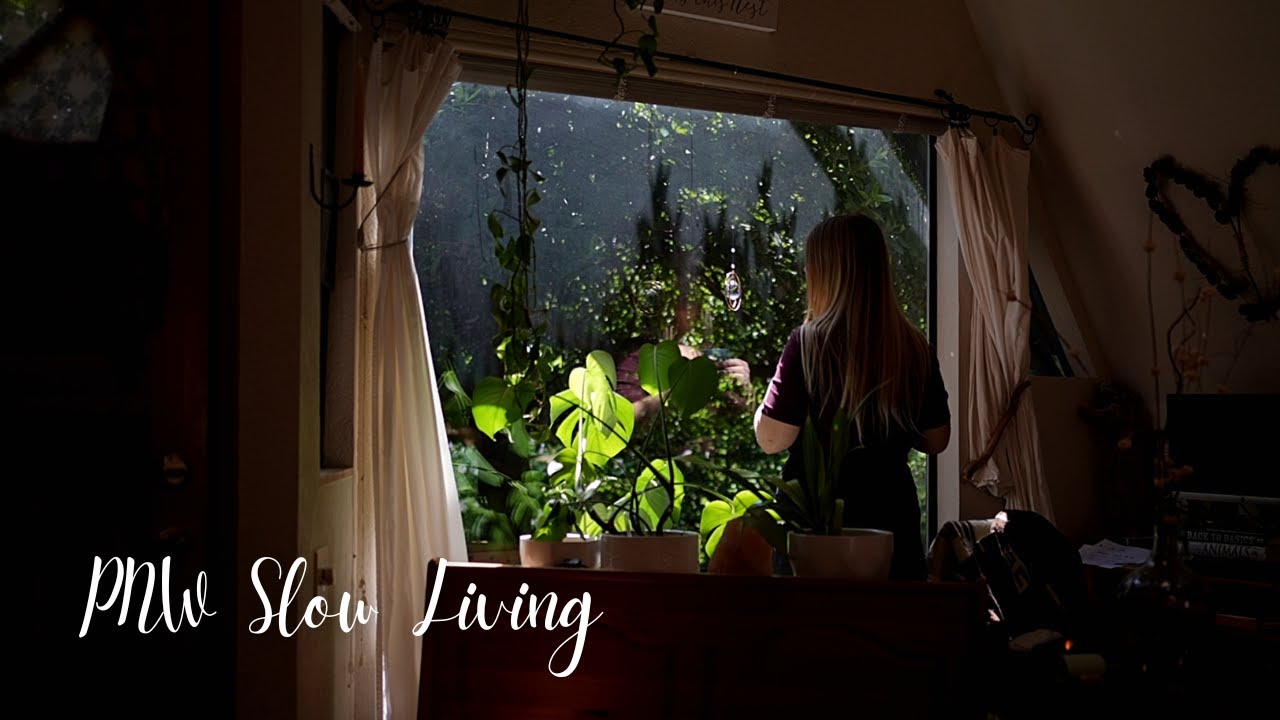 Slow Living in the Pacific Northwest | peaceful day baking bread and gardening | silent vlog