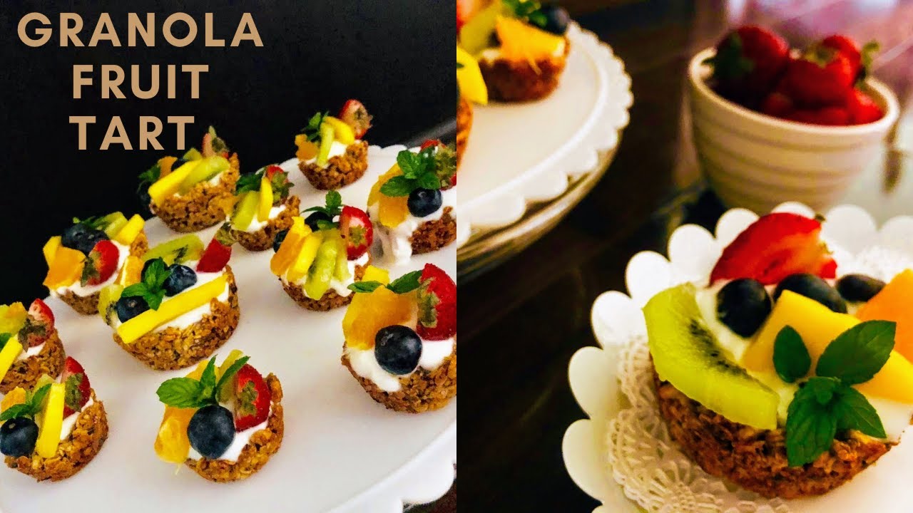 Healthy Breakfast Granola Fruit Tart with Yogurt  I Berry & Yogurt Muffin Tin Granola Cups I Oat Cup