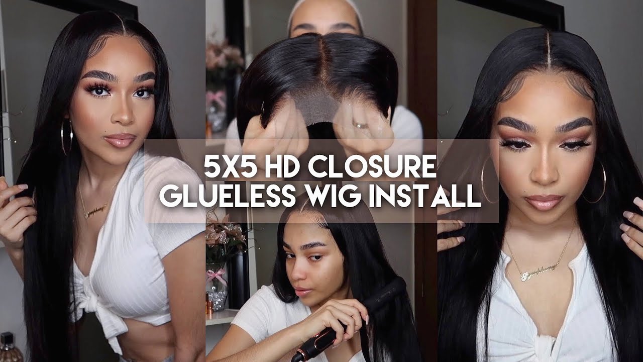 MELTED 24 INCH 5x5 HD CLOSURE WIG GLUELESS INSTALL FOR BEGINNERS | Unice Hair