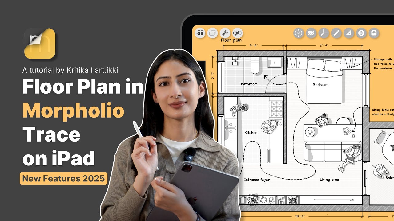 План этажа в приложении Morpholio Trace на iPad | Новые функции 2025 года | iPad для архитекторов...