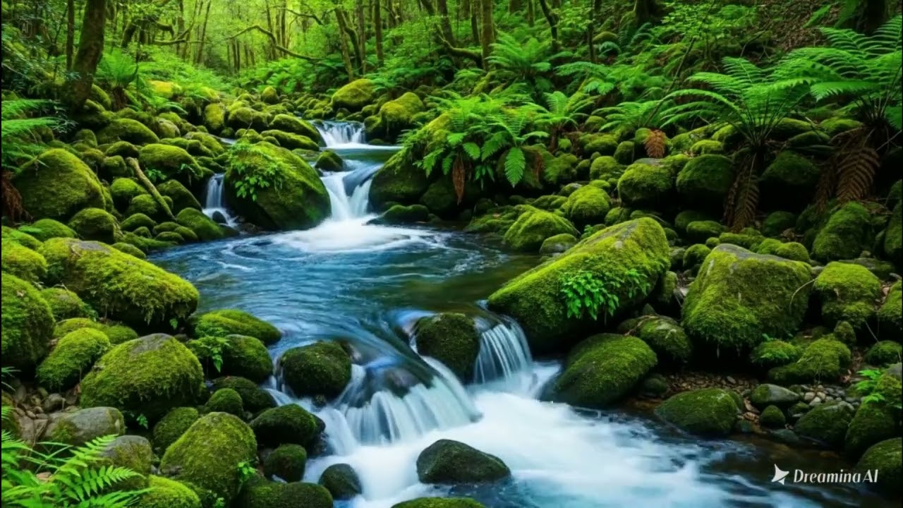 Beautiful sounds of the forest, birds chirping, calming river sound, soothing paradise
