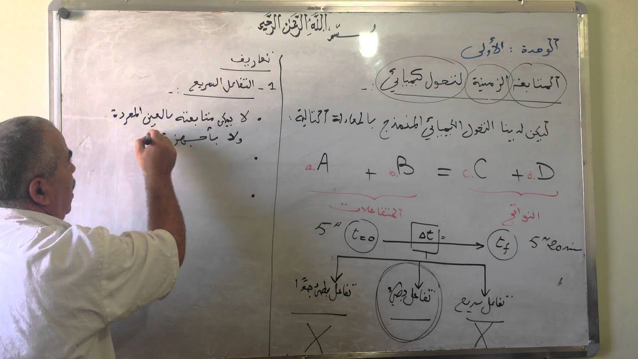 المتابعة الزمنية لتحول كيميائي 1