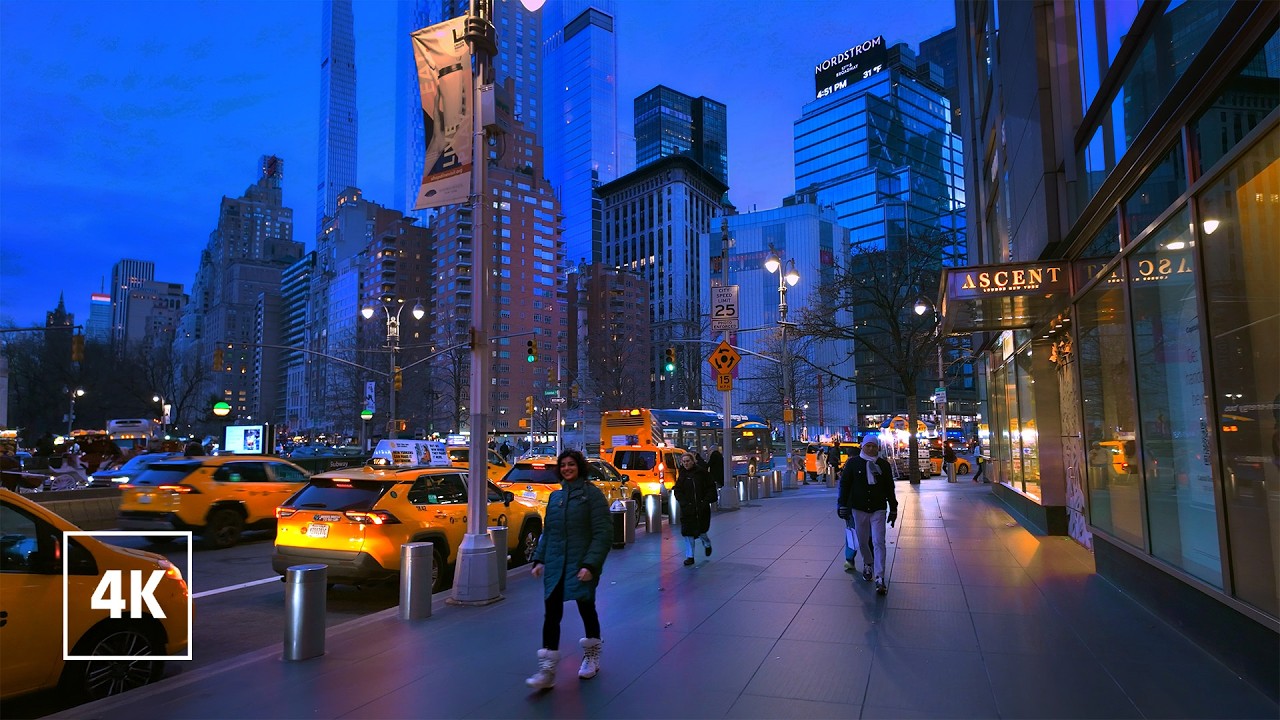 Relaxing Night Walk in NEW YORK 🏙️ 8th Avenue, MANHATTAN Tour NYC