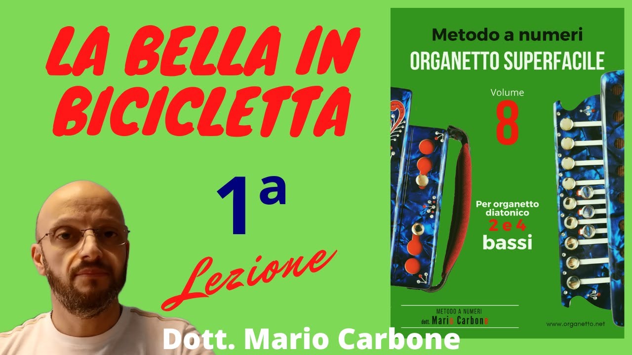 Lezione di organetto - 1a Lezione - BELLA QUADRIGLIA - BELLA IN BICICLETTA - Metodo a numeri
