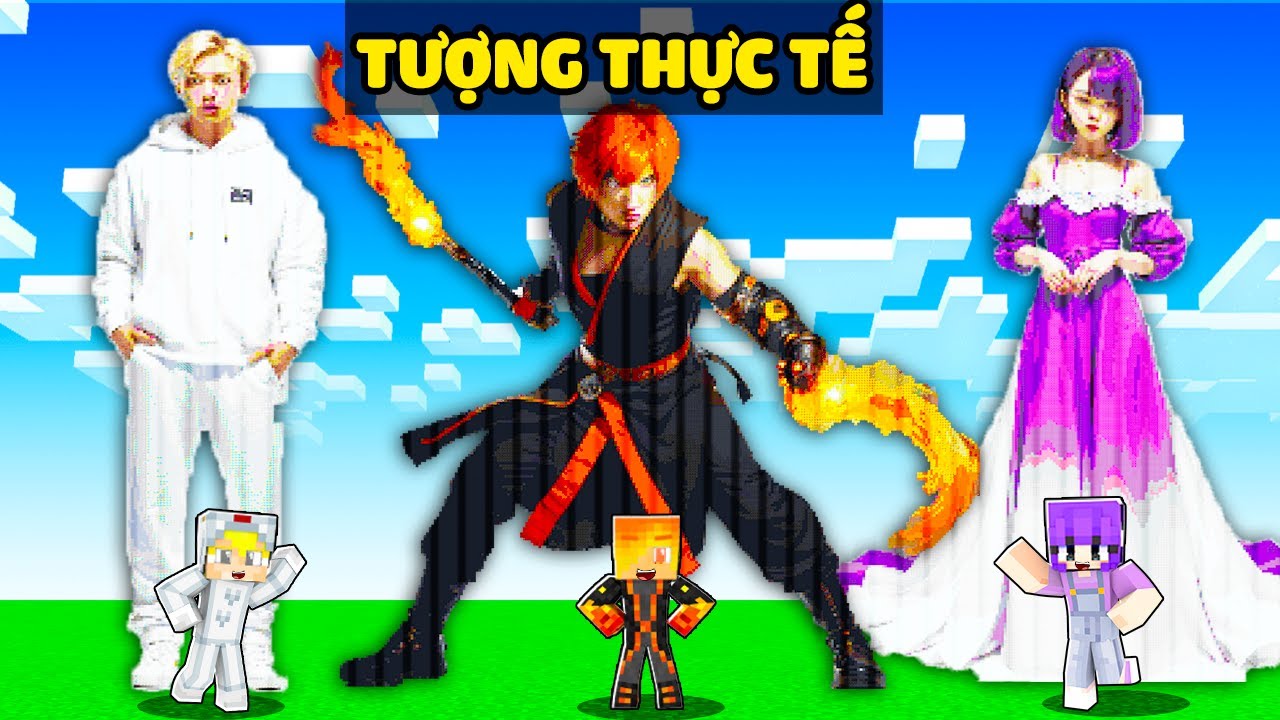 THỬ TH&Aacute;CH X&Acirc;Y TƯỢNG BẠN B&Egrave; SI&Ecirc;U THỰC TẾ SINH TỐ TEAM TRONG MINECRAFT