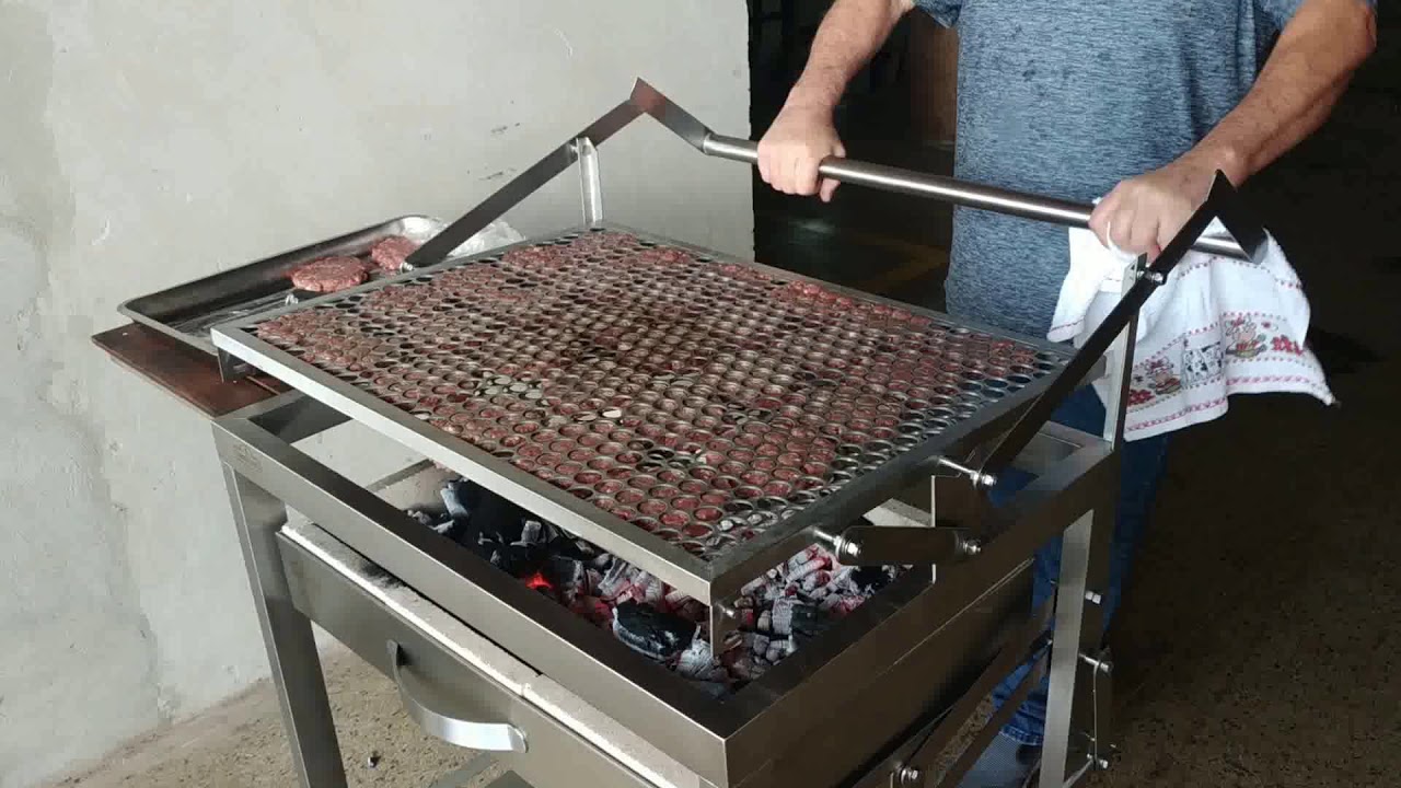 Grelha girat&oacute;ria manual m&oacute;vel para Hamb&uacute;rguer