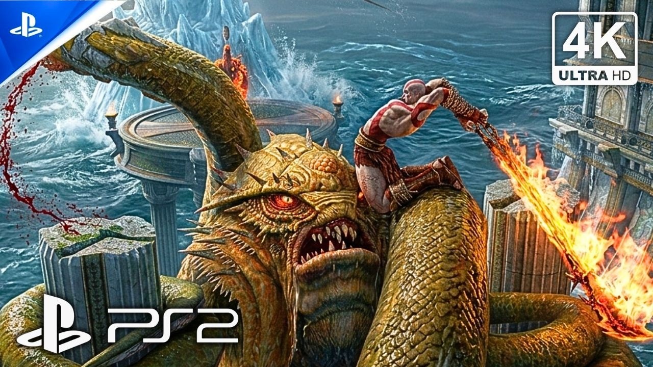 God of War 2 [4K 60FPS PS2] Realistic ULTRA GRAPHICS | The Kraken’s Final Grasp on Kratos