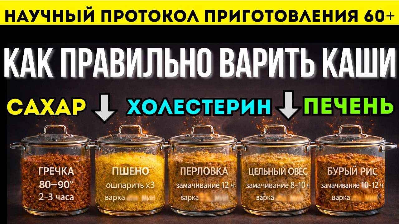 Как правильно варить каши ДЛЯ САХАРА, СОСУДОВ И ПЕЧЕНИ: Научный протокол приготовления 60+