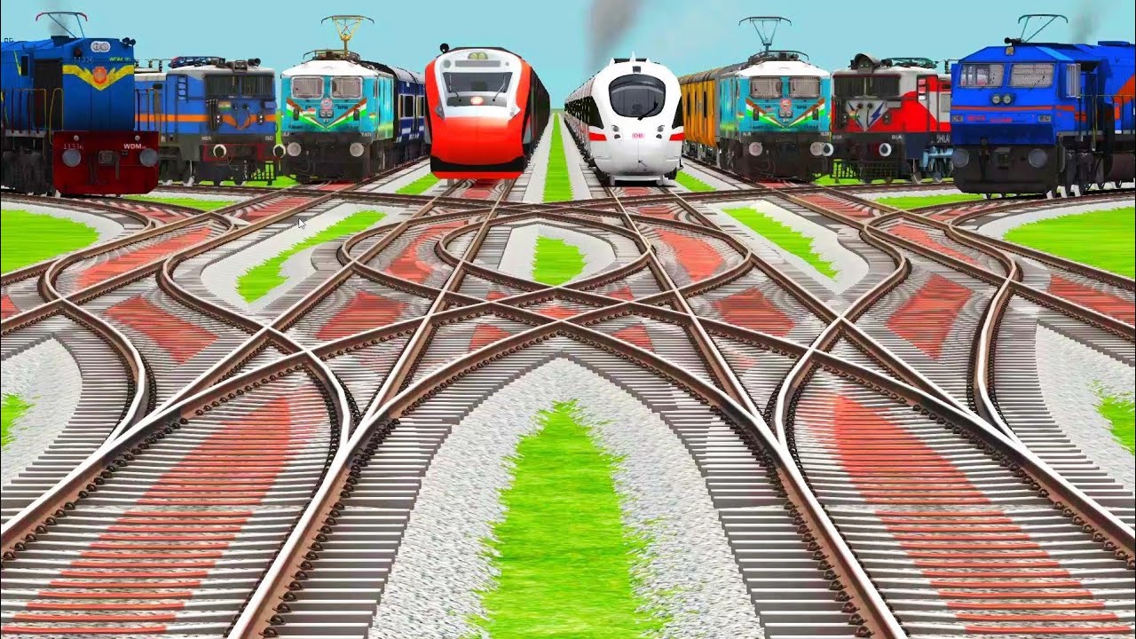 All Realstic Railgadi 😱Crossing At Diamond Railroad Crossing Tracks || PC gameplay #railway 