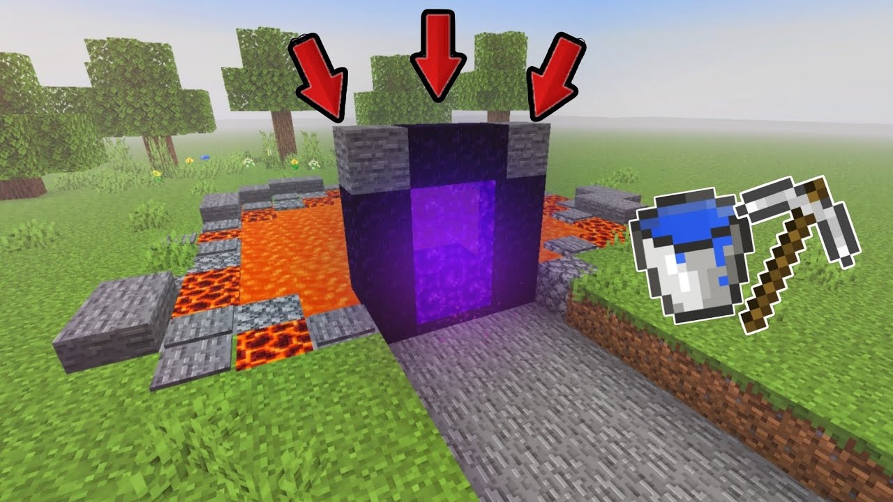 MINECRAFT: como fazer um PORTAL em 1 MINUTO SEM PICARETA DE DIAMANTE !!! ✔️