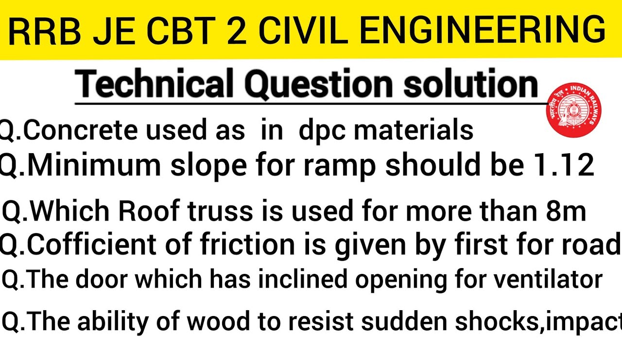 RRB JE CBT2 CIVIL PAPER SOLUTION | RRB JE CBT2 PAPER ANALYSIS | RRB JE CBT 2 Answer key out