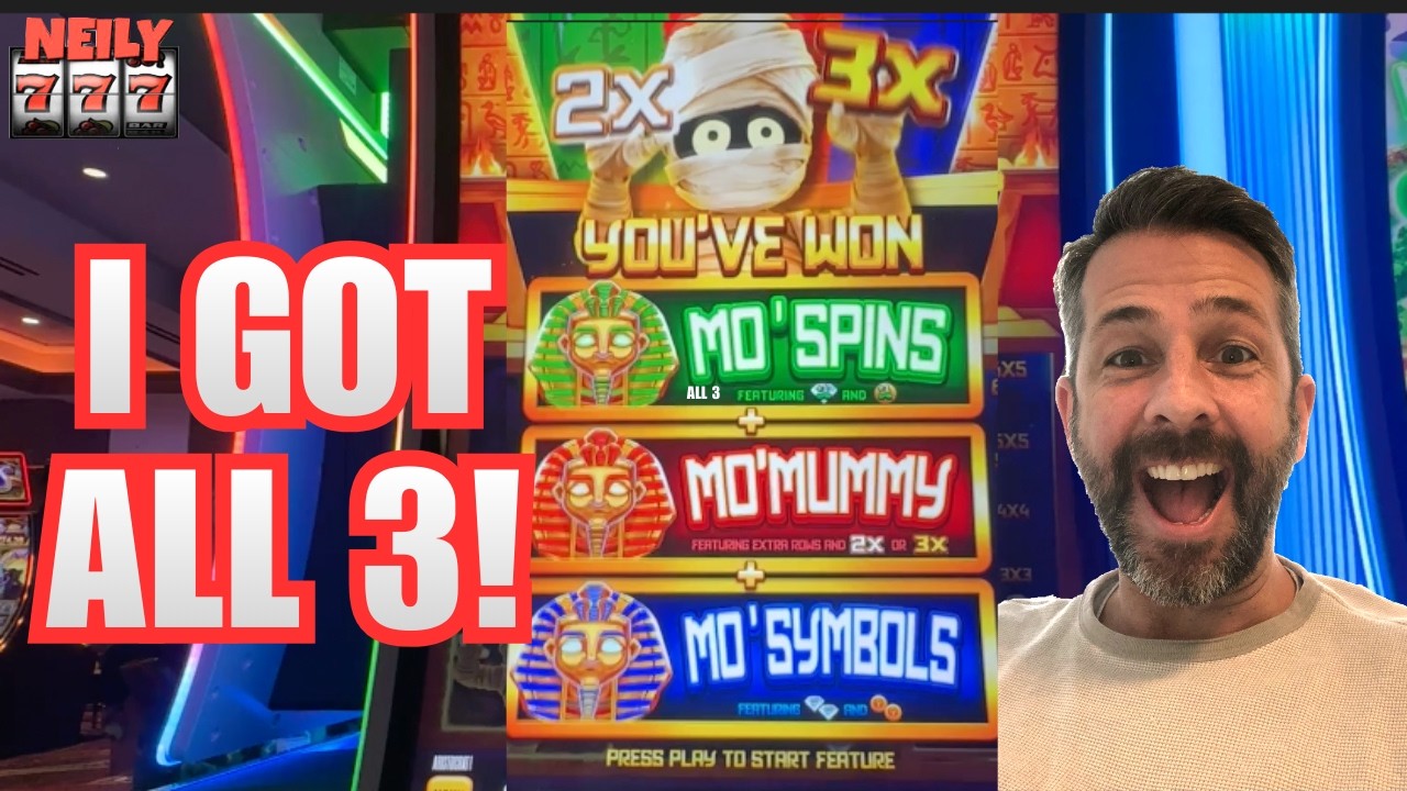 FIRST TIME THIS HAS EVER HAPPENED TO ME! I GOT ALL 3 MUMMIES on Mo Mo Mo Mummy Slot Machine!
