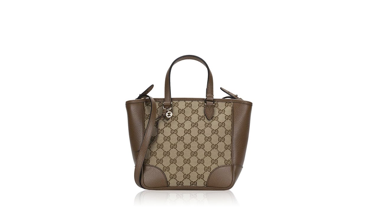 Gucci Canvas Bree Small Tote Beige Tabacco