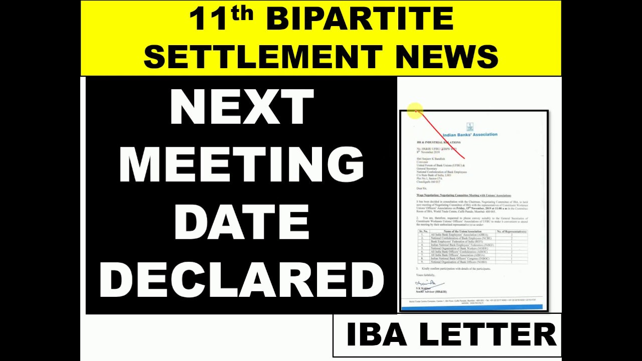 NEWS ALERT - Next Meeting  Date - IBA and UFBU