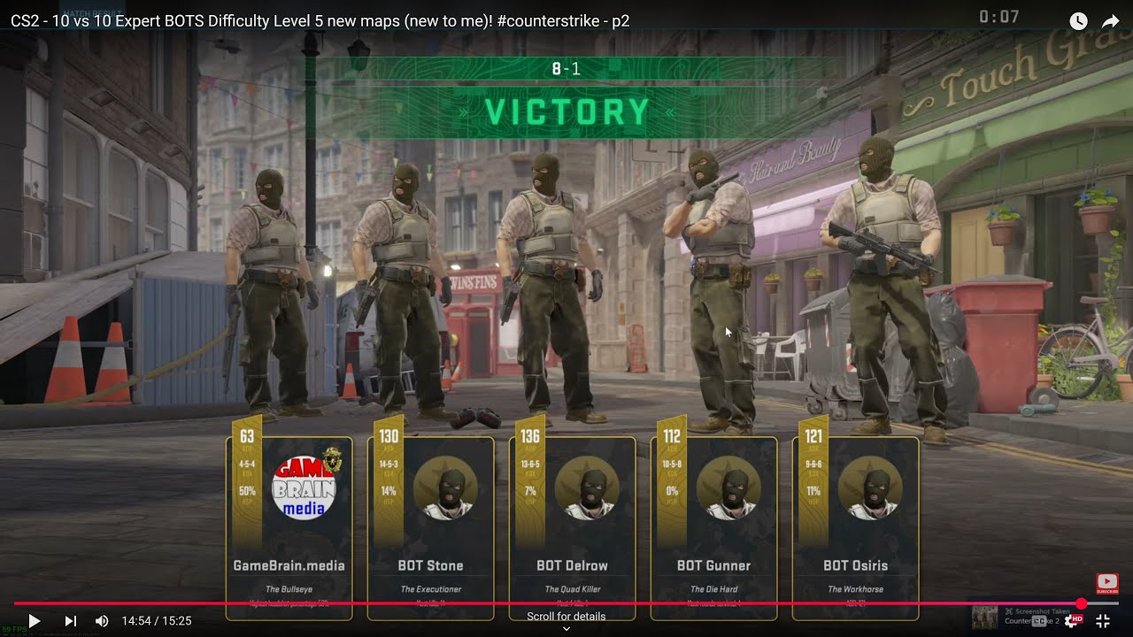 CS2 - 10 vs 10 Expert BOTS Difficulty Level 5 - EDIN map #counterstrike2 #gaming