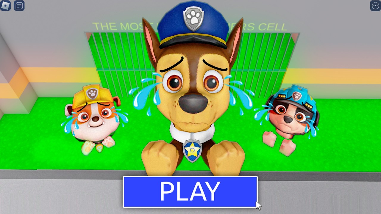 PAW PATROL Chase, Rubble, Rex NEEDS HELP! in TOXIC PRISON RUN BARRY! #Roblox #obby