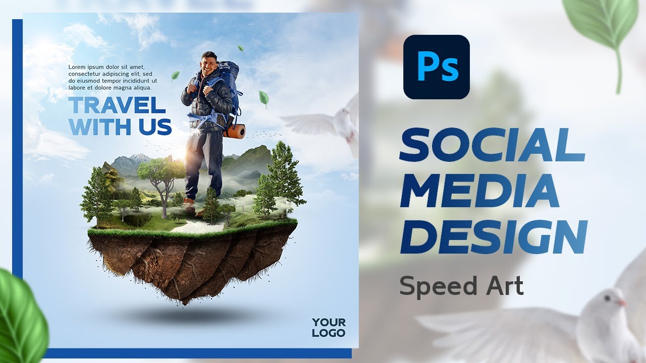 travel agency social media design | speed art | photoshop