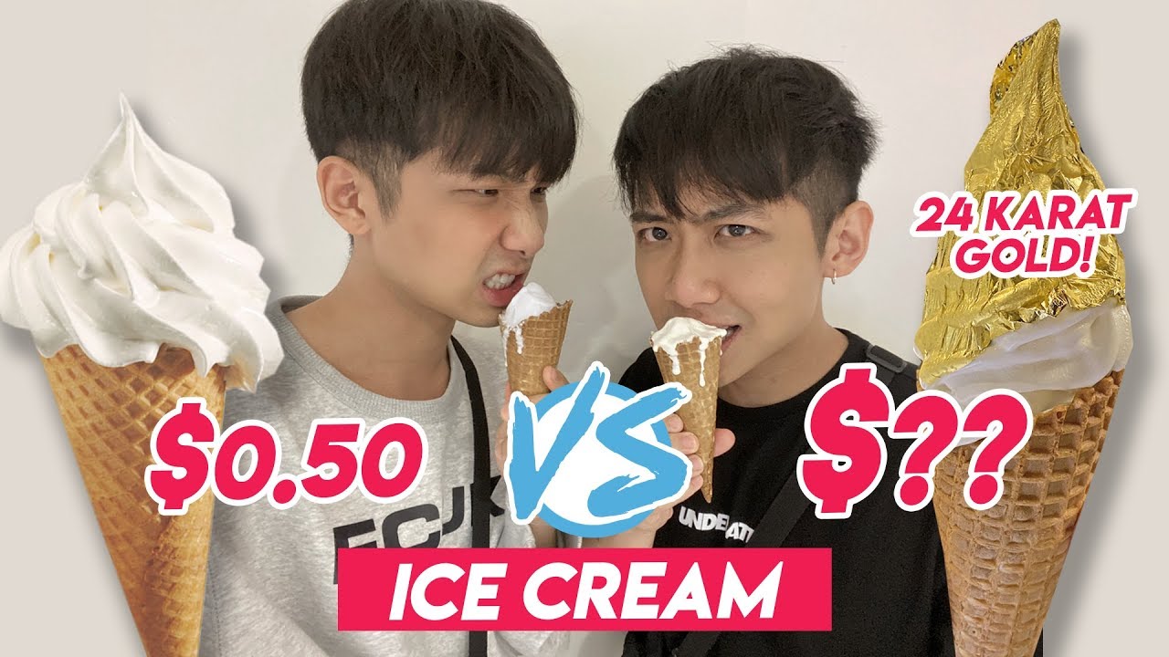 CHEAP vs EXPENSIVE ICE CREAM IN SINGAPORE ($0.50 vs $12) 新加坡便宜 vs 贵的冰淇淋