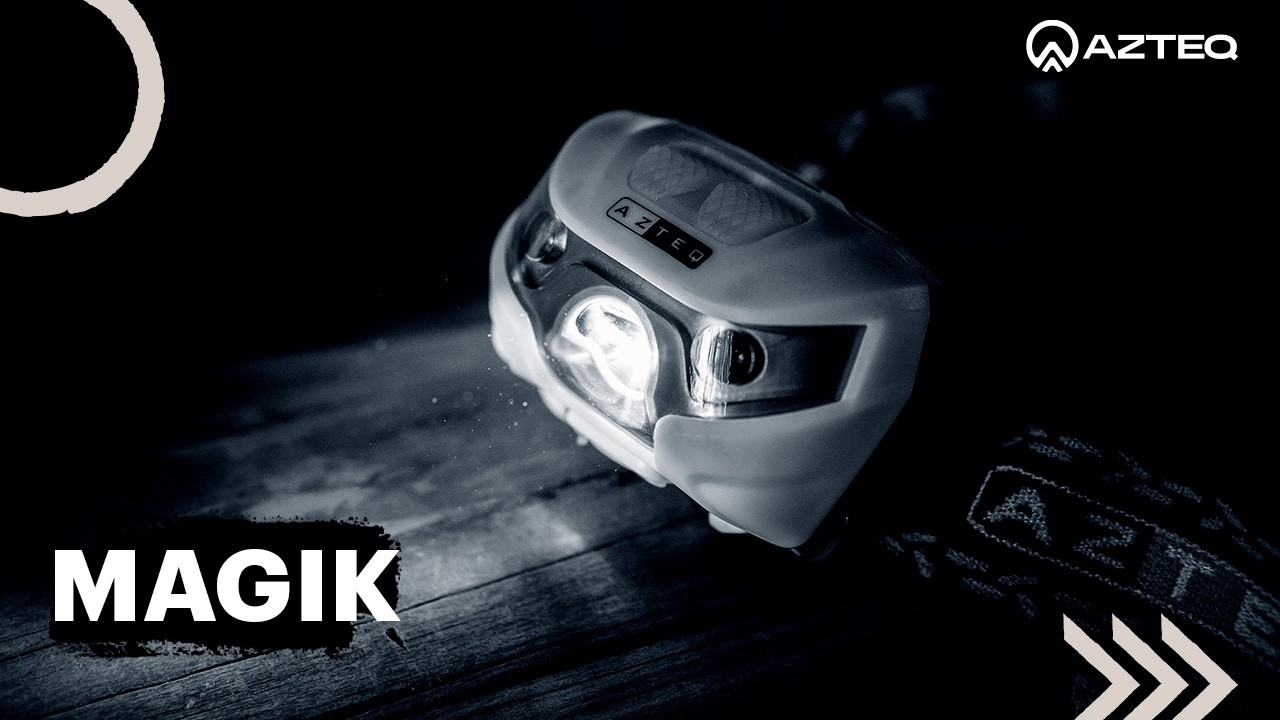 Lanterna de cabeça Magik da Azteq com bateria recarregável USB e sensor de uso