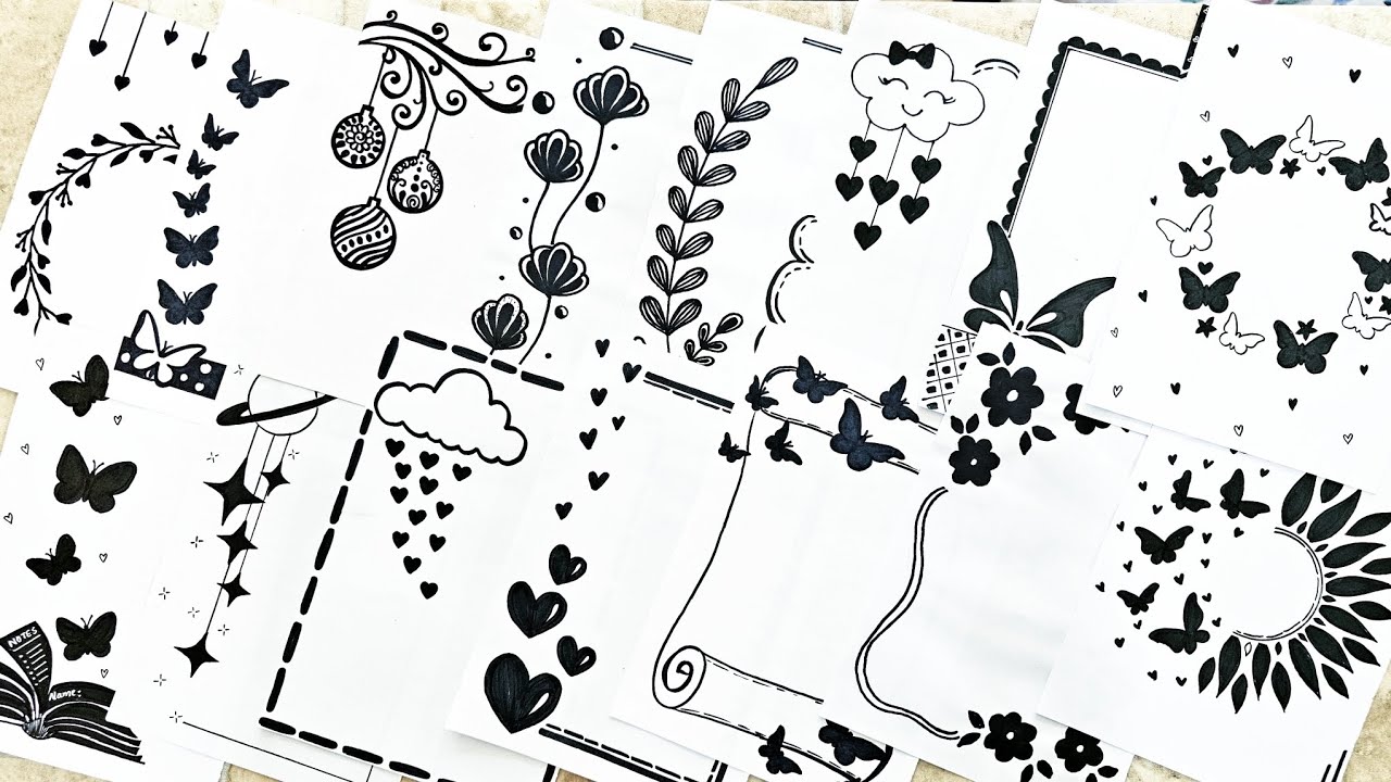 20 Black Border Designs || Project Designs || Front Page Designs for Project, Assignment, Note book