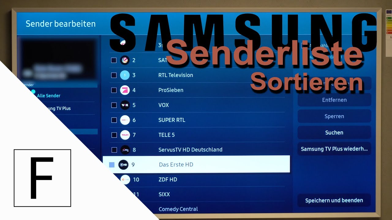Tutorial Fernseher einstellen: Samsung TV Senderliste bearbeiten, Sender sortieren. Favoritenlisten.