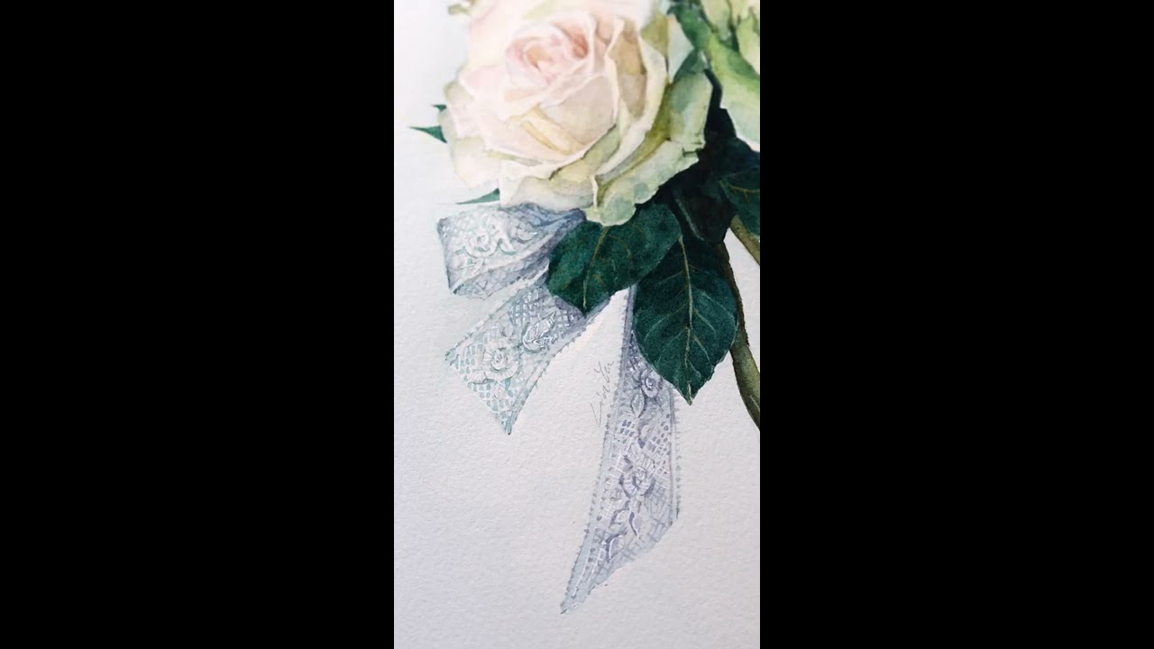 How to paint lace  watercolor working progress realism art Tutorial video artist LiuYu