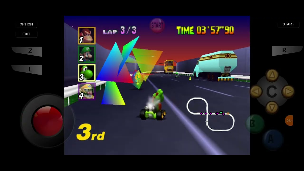 Uma gameplay de Mario Kart 64