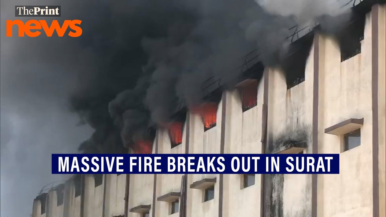 Massive fire breaks out in a garment manufacturing factory in Surat, Gujarat
