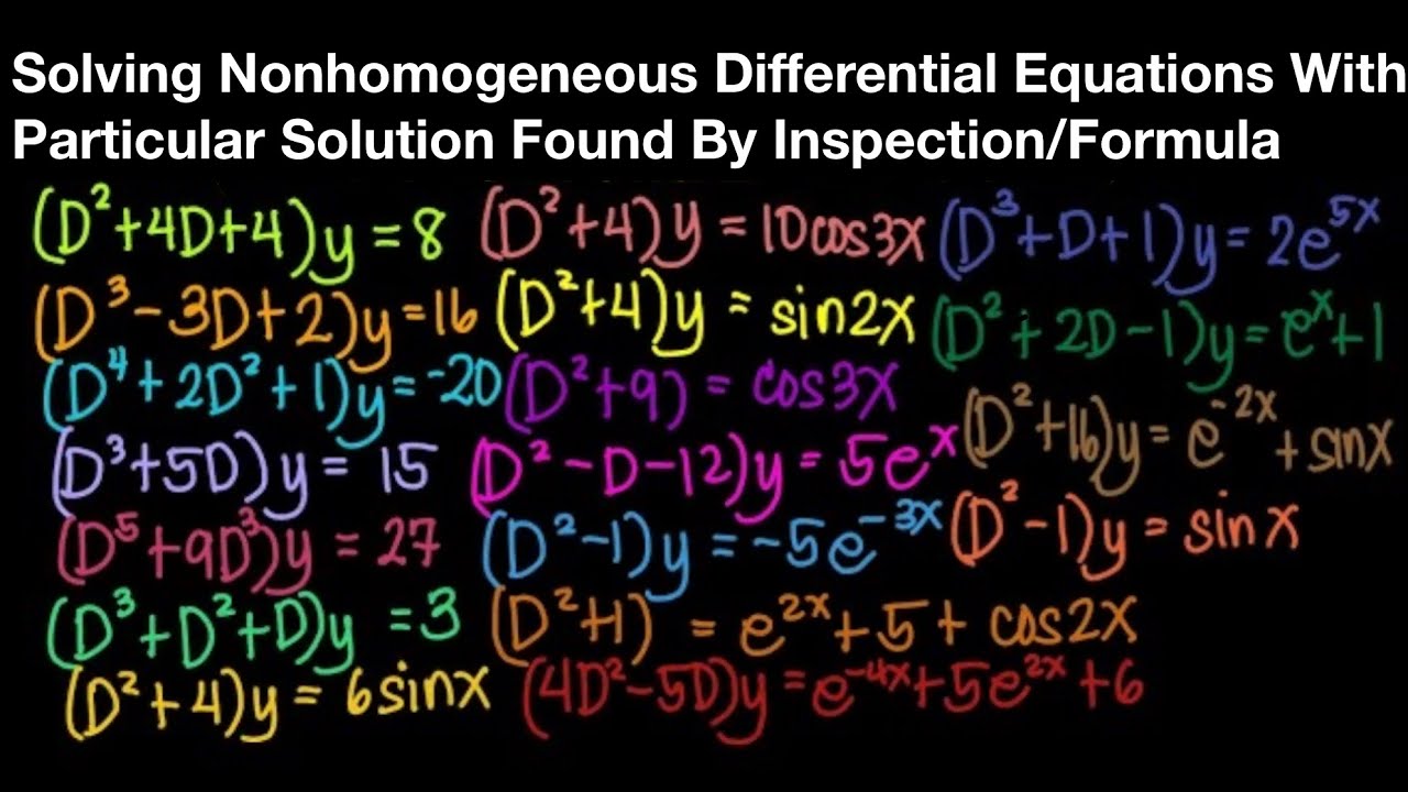 Solving Nonhomogeneous Differential Equations w/ Particular Solution Found by Inspection/Formula Pt1