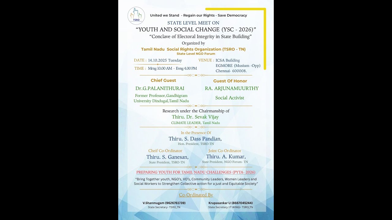 Speech of Ra. Arjunamurthy, CLIMATE LEADER, Tamil Nadu