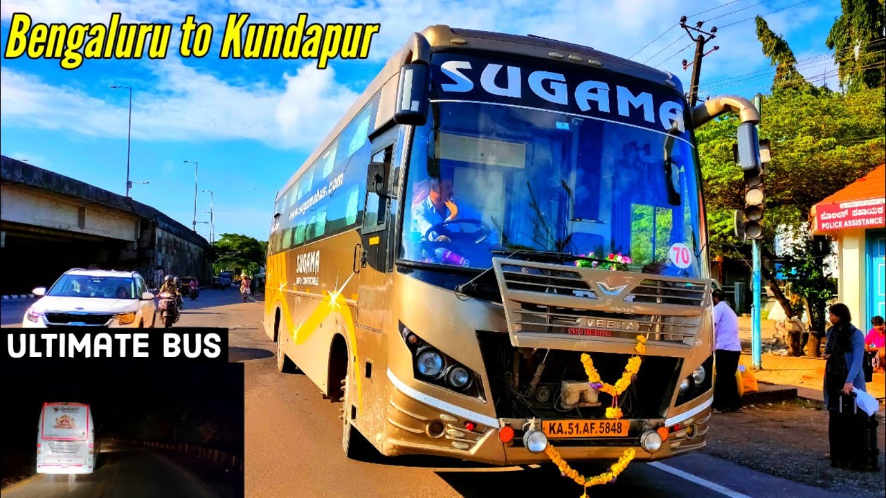 BENGALURU to KUNDAPUR by SUGAMA AC Sleeper bus | Shiradi Ghat⛰️ | multiple buses overtakes