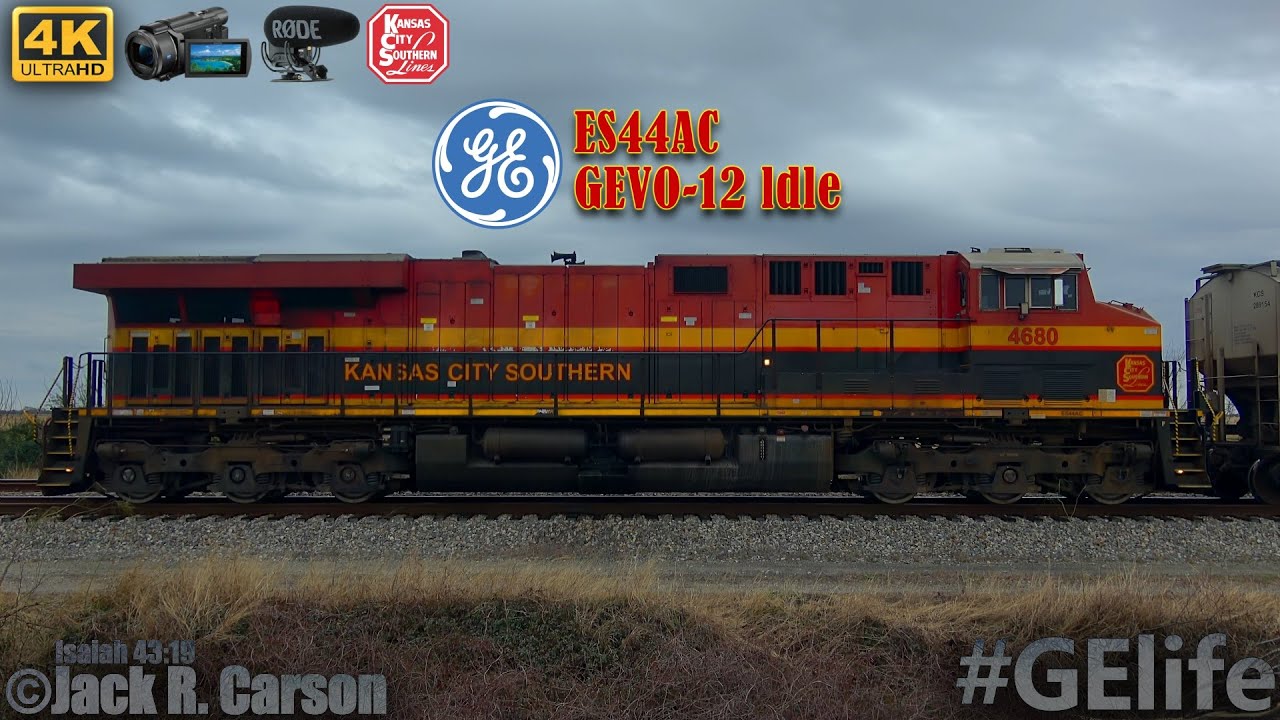 [4K 60fps] GE ES44AC GEVO 12 Idle KCS 4680 (Locomotive White Noise)