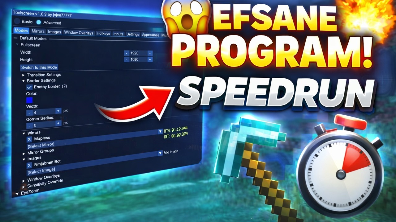 Bu PROGRAMLA Speedrun Daha Kolay! (Toolscreen) - minecraft