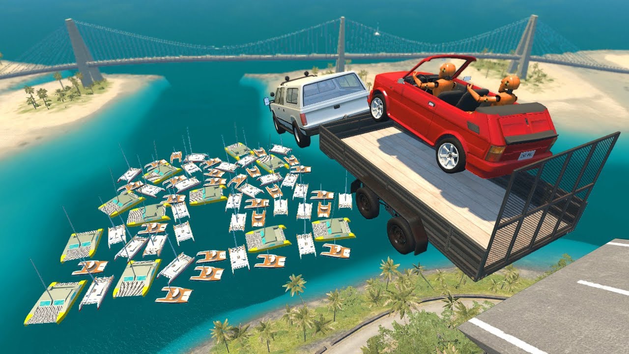 Beamng drive - Jumping in between Yachts