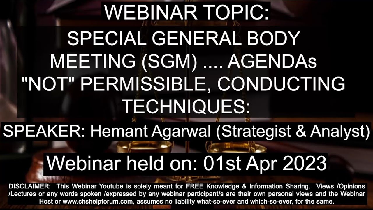 SPECIAL GENERAL BODY MEETING (SGM): AGENDAs 