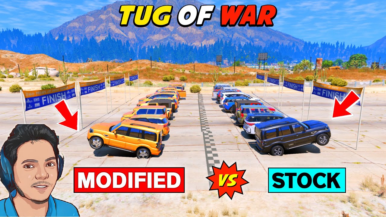 GTA 5 - Modified Indian Cars Vs Stock Indian Cars Tug Of War - GTA V