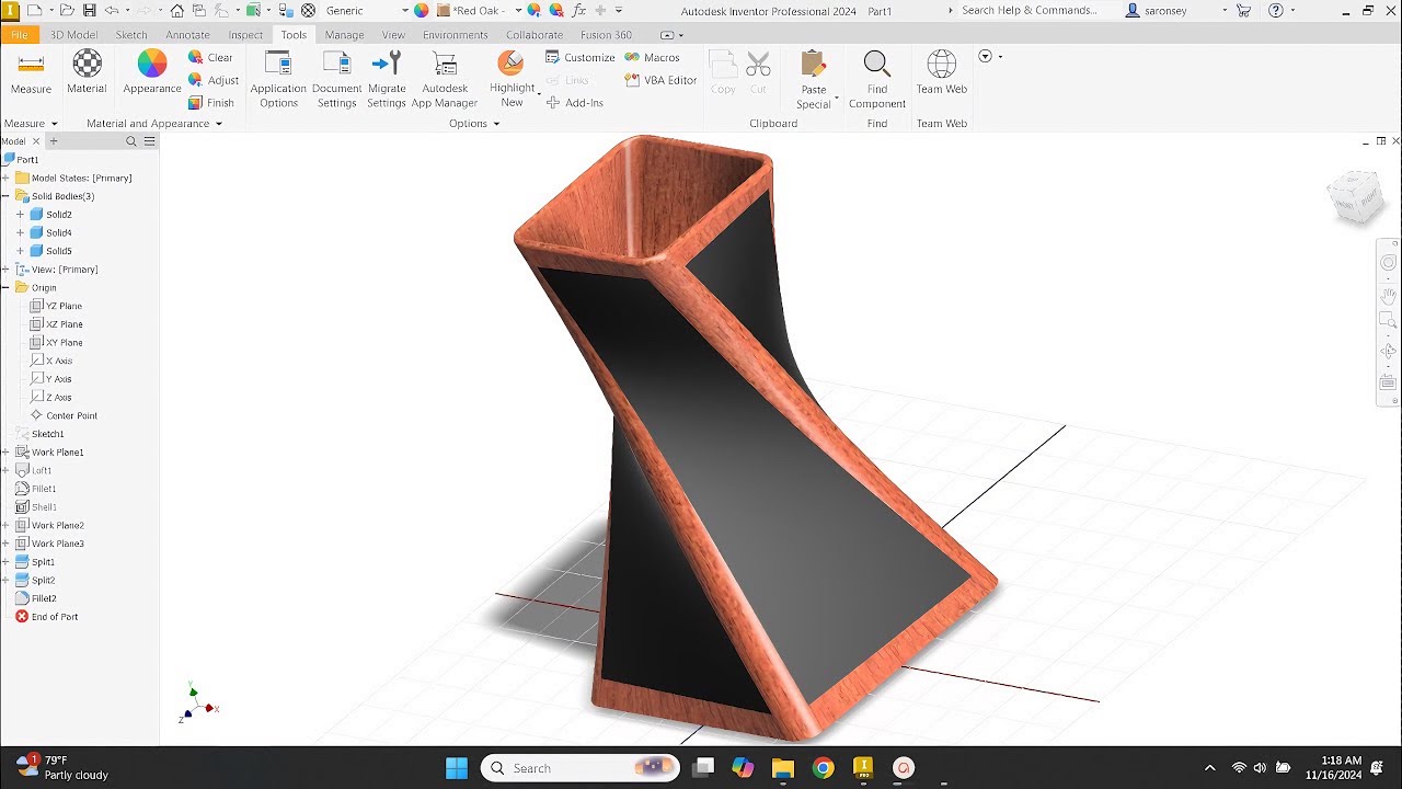 Beginner Tutorial: Modeling a Flower Vase in Autodesk Inventor with Loft, Shell & Split Commands