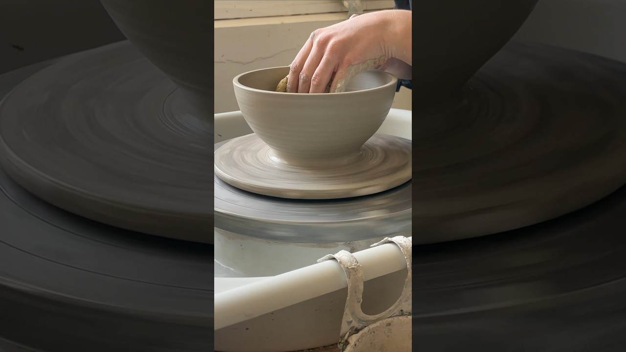 Throwing and trimming a bowl on the pottery wheel. Full tutorial up now #pottery #ceramics #throwing
