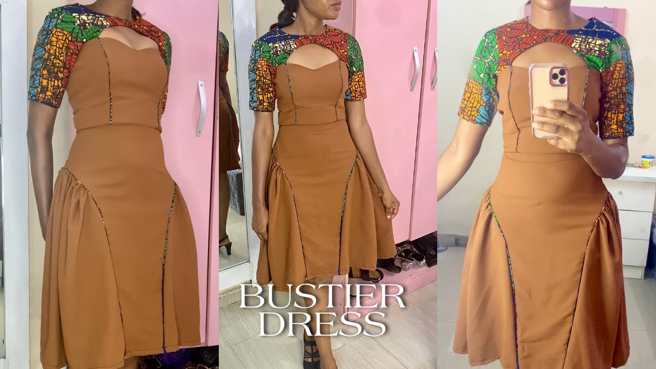 How to sew this stylish GATHERED dress with keyhole neckline/easy tutorial #bustier