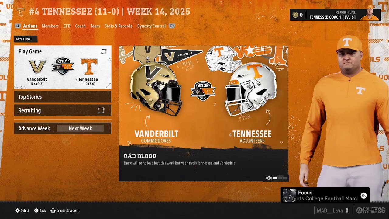 Tennessee vs Florida Season 1 College football 26