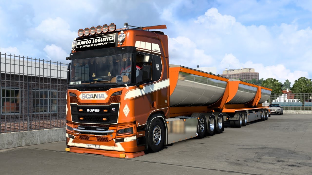 | 4K | ETS2 | SCANIA NG R730 - HOOKLIFT  ADDON - ASPHALT TRUCK by LL Truckstyling - Cinematic video
