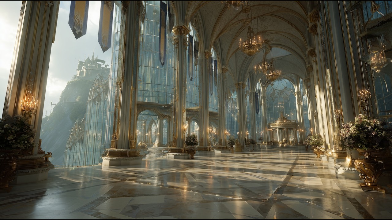 Glass Castle at Dawn – Throne of Glass Inspired Fantasy Ambience