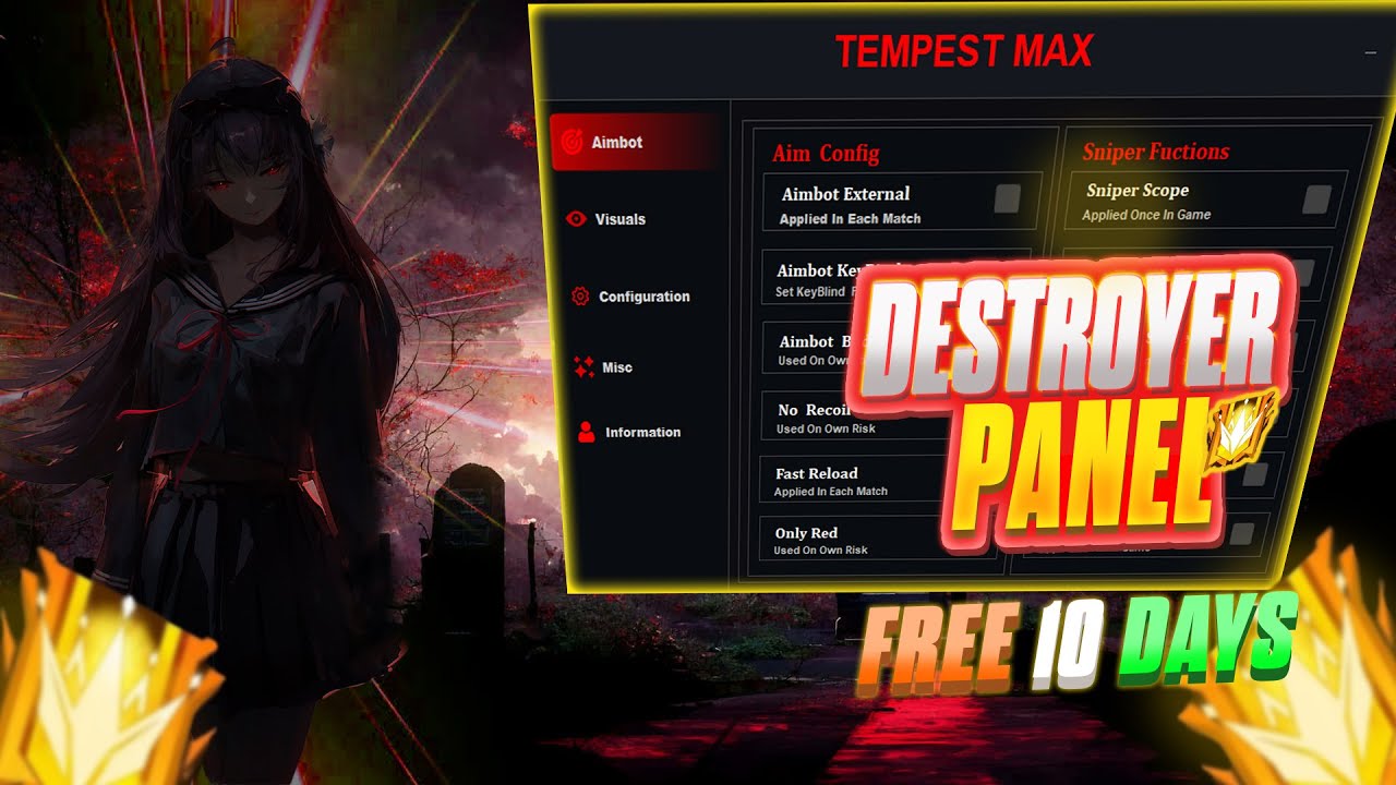 FREE PANEL PC OB51 GRATIS FREE FIRE AIMBOT HEAD 100% LIFETIME 🎁| ANTI BAN 100 %✅ | TEMPEST PANEL