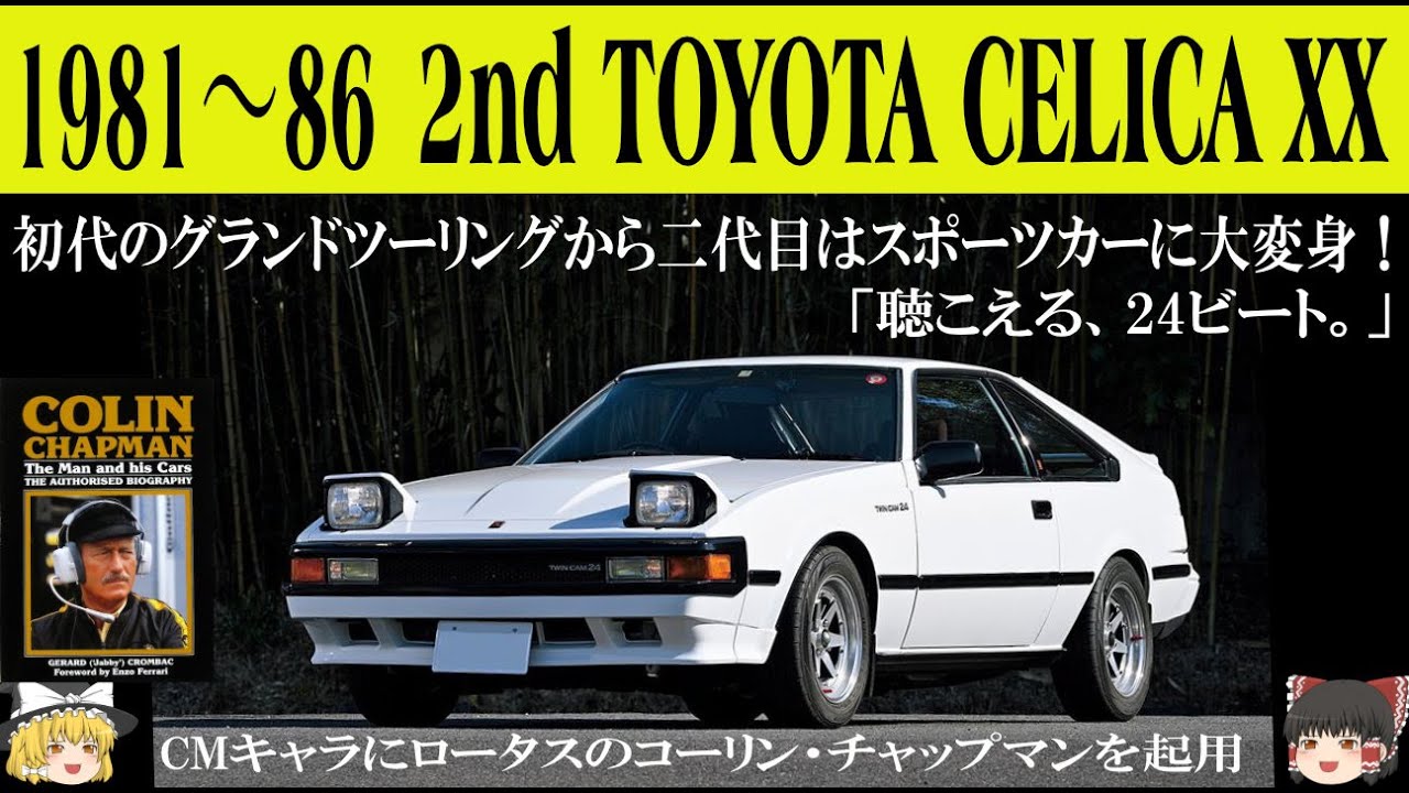 261＜ゆっくり解説＞二代目トヨタ セリカ××「初代のグランドツーリングからスポーツカーに大変身！」「聴こえる、24ビート。」「CMキャラにロータスのコーリン・チャップマンを起用」