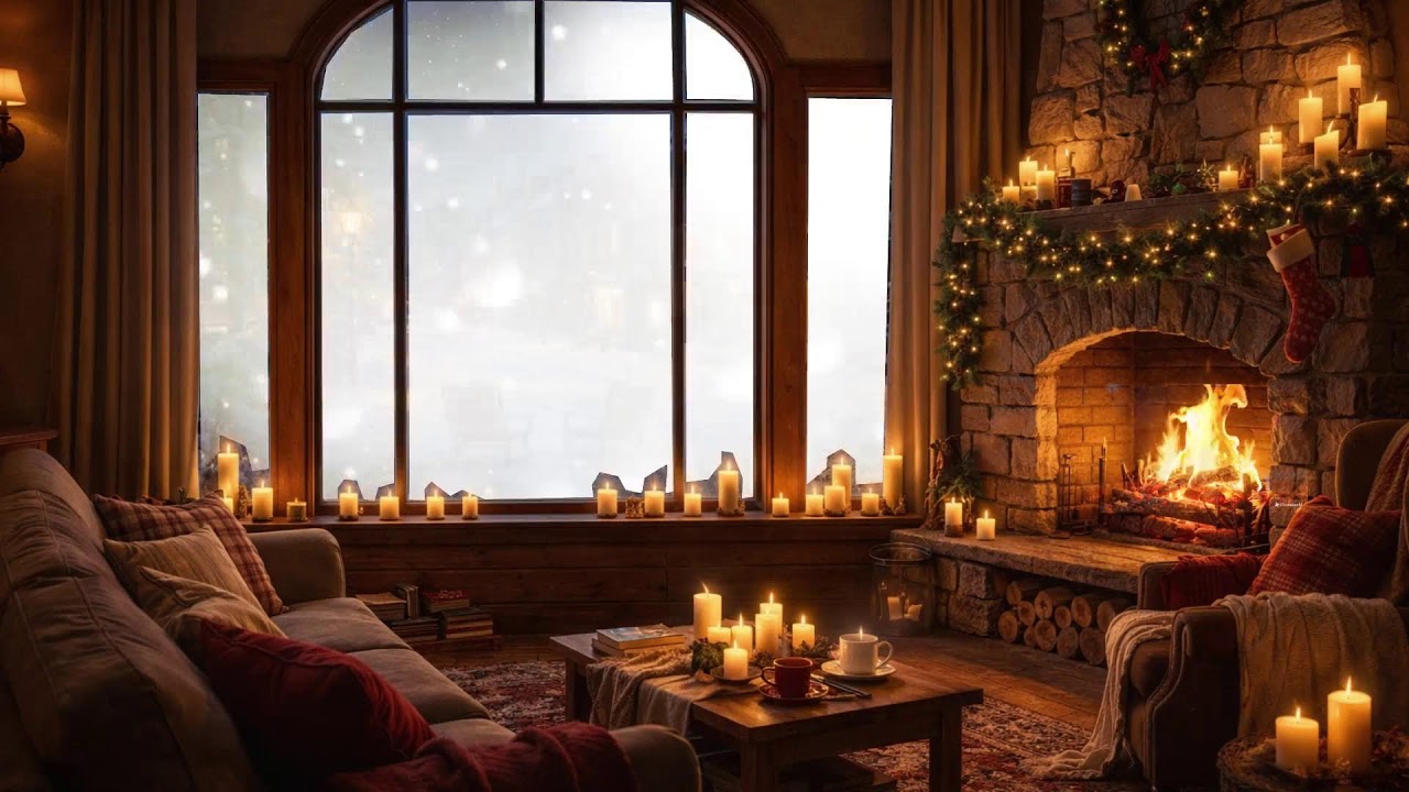 Whispers of Snow & Smooth Jazz 🎷 Fireside Live